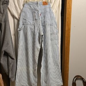 Levi's Women's Blue and White Striped Carpenter jeans